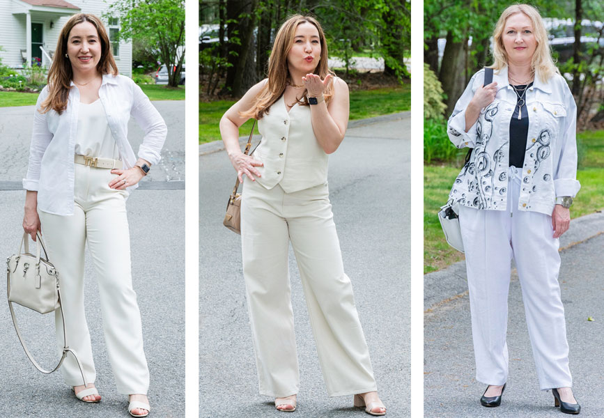 Monochromatic Looks with Shades of White: 6 Effortless White Pants Outfit Ideas