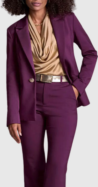 What Colors to Wear with Purple: Purple and Beige