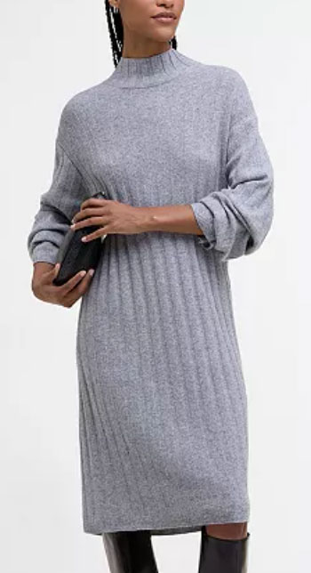 50 Shades of Gray: Funnel Neck Gray Midi Dress