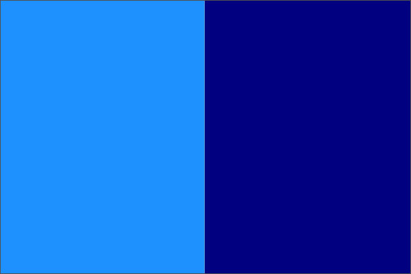 Two equal vertical color blocks: left light blue, right deep blue.