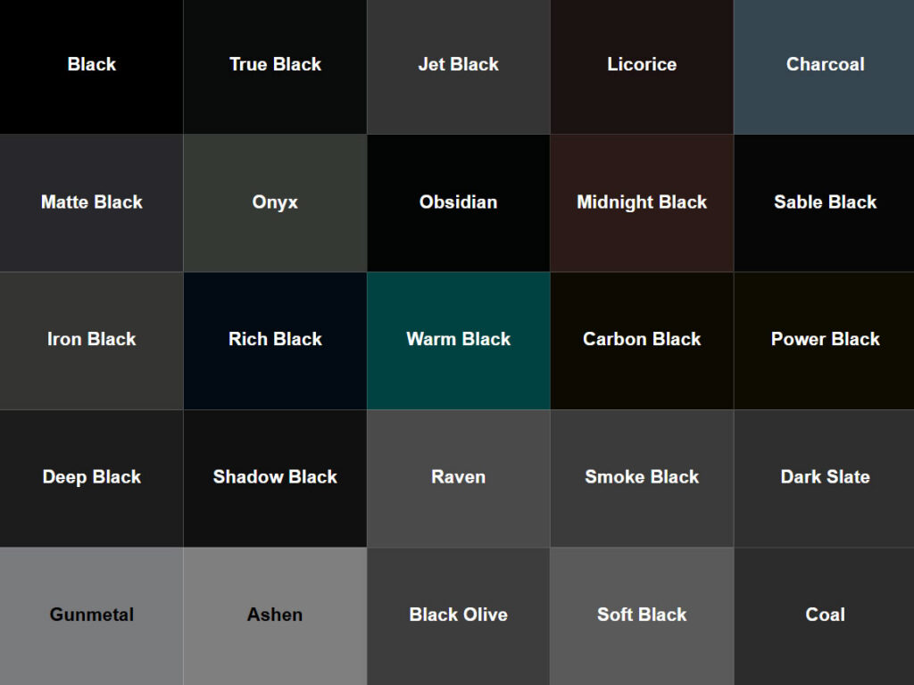 Shades of Black Color - Style Fix Studio Shades of Black Color