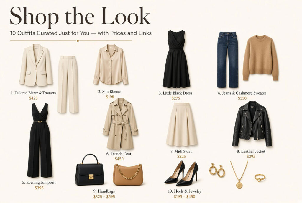 Personal Styling Lookbook "Shop the Look": 10 Outfits Curated Just for You, with Prices and Links